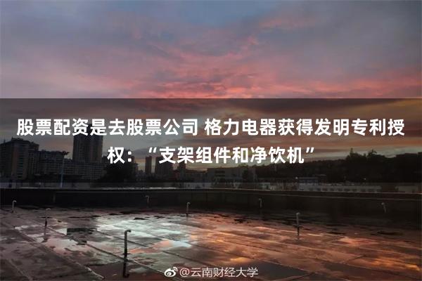 股票配资是去股票公司 格力电器获得发明专利授权：“支架组件和净饮机”